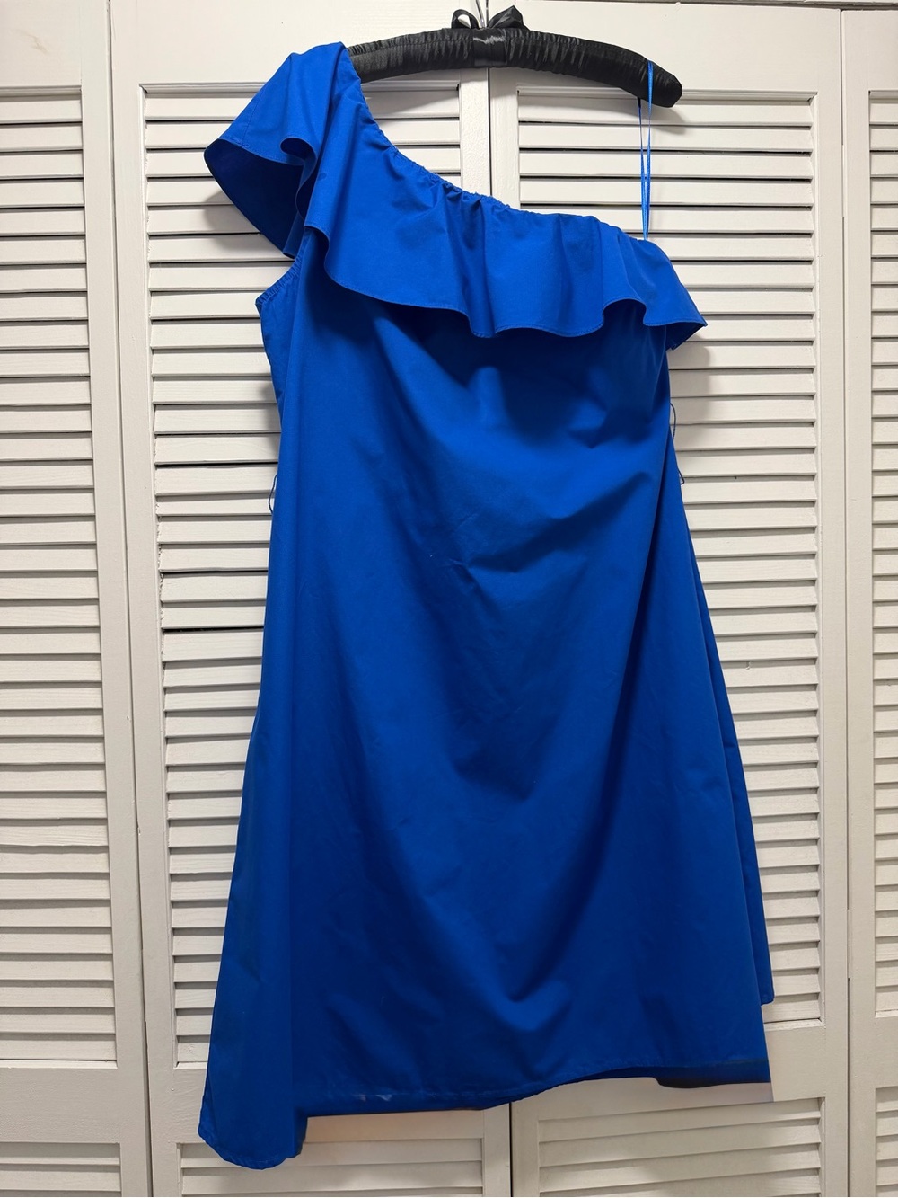 Banana Republic One-Shoulder Ruffle Dress in Cobalt Blue - Picture 2 of 10